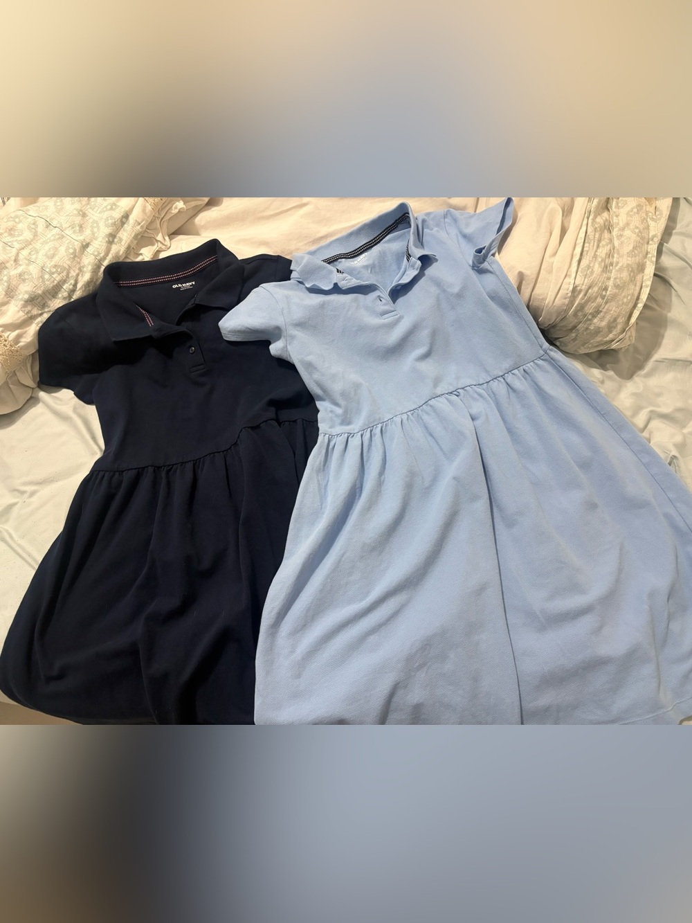 Old Navy Girls Polo Dress in Navy and Light Blue